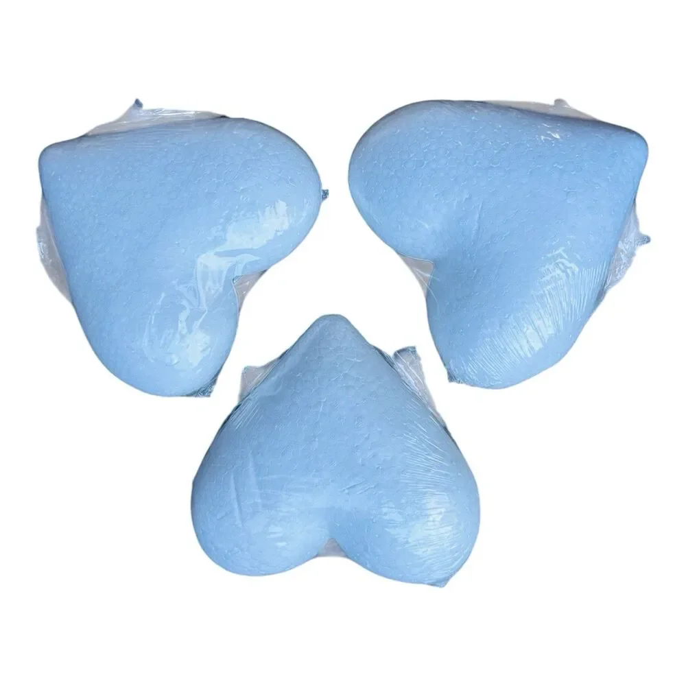 3 Pack White Polystyrene Foam Hearts Crafting DIY Crafts Decorative 7.5x7x2.75in